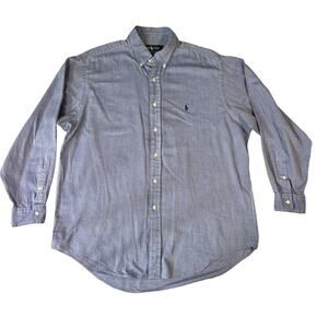 Ralph Lauren Blue Long Sleeve Button Down Cotton Chambray Size Large 16 1/2-34